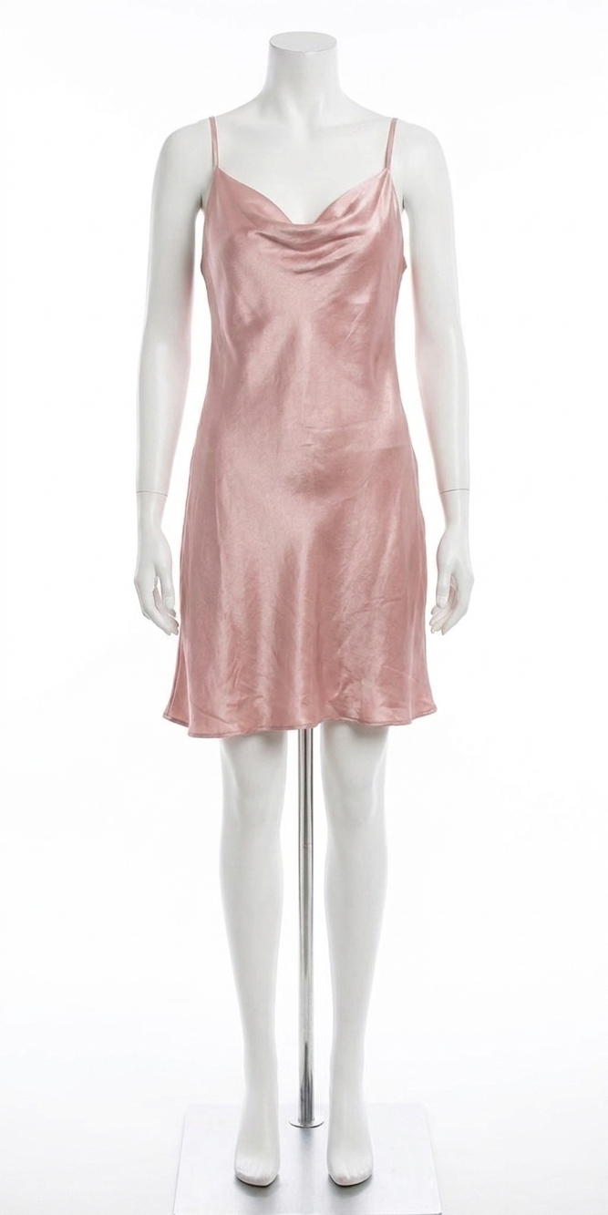 NEW GIGI MODA madonna satin mini dress in dusty rose